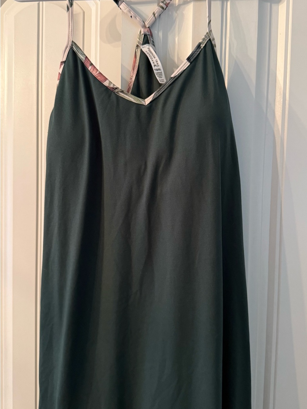Kyodan Dark Green Mini Dress with Pink and Olive Trim